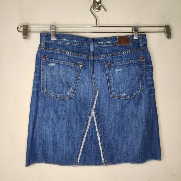 Banana Republic Denim Jean Skirt Fray Distressed - Picture 8 of 11